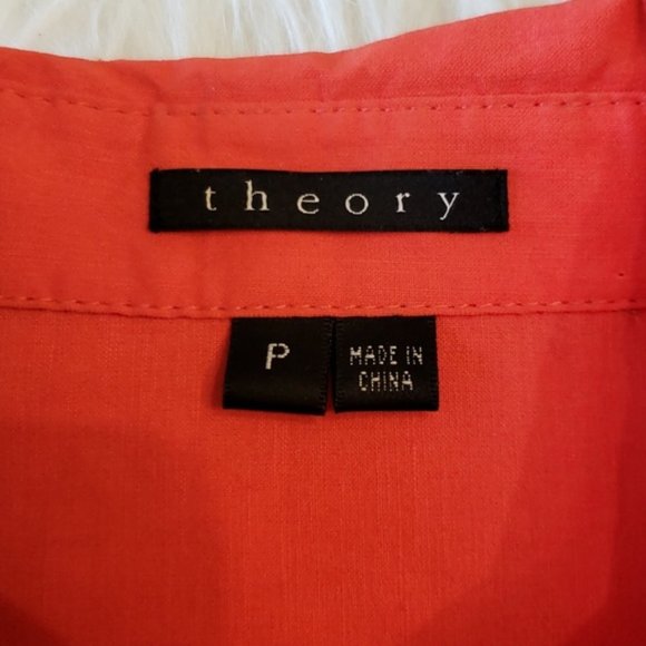 Theory Dervan Button Down Top Size P Linen Blend - Picture 6 of 8